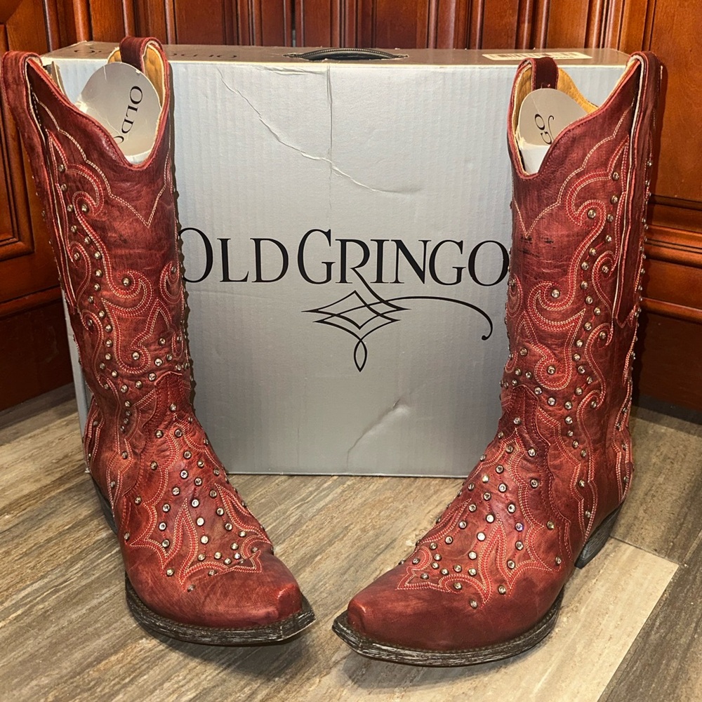 Old Gringo Celeste Red Swarovski Crystal Cowboy Boots L888-11 Size 7.5 Cowgirl - Picture 5 of 9